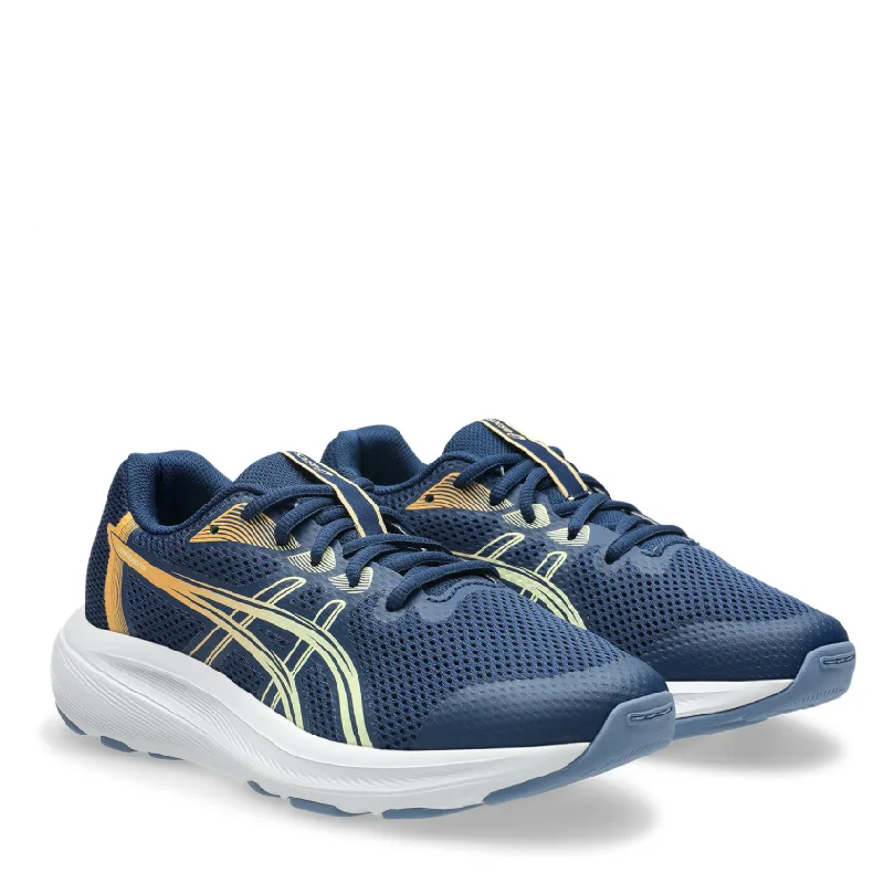 Asics contend 10 gs blue kids lace up running shoe