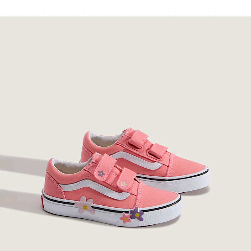 Vans old skool pink flower velcro