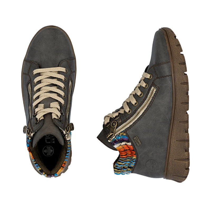 Rieker N1305 Grey womens lace up boot