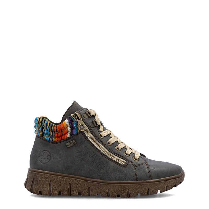 Rieker N1305 Grey womens lace up boot