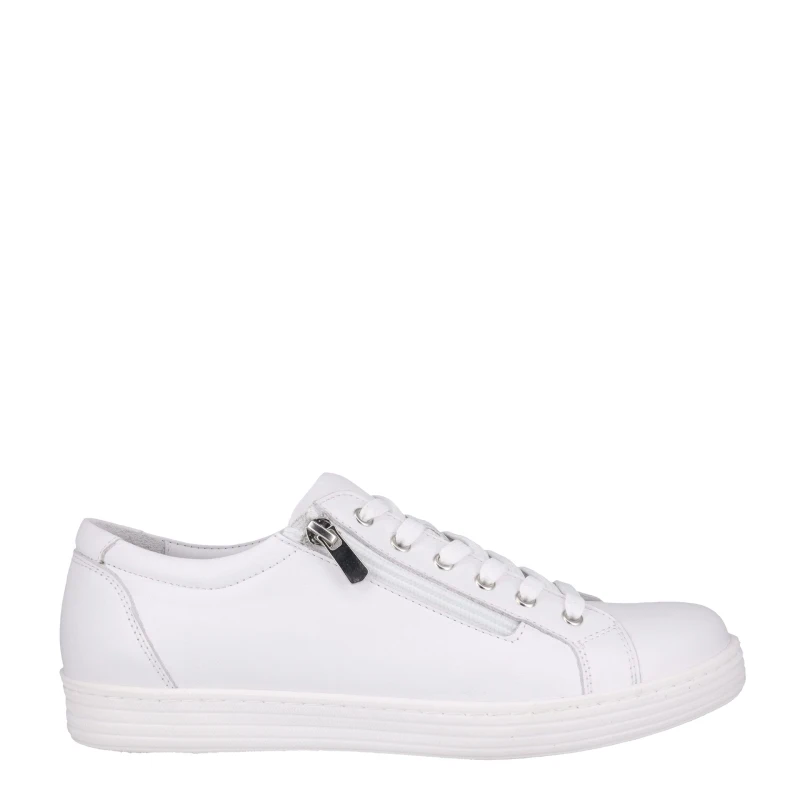 cabello unity white lace up sneaker with side zip