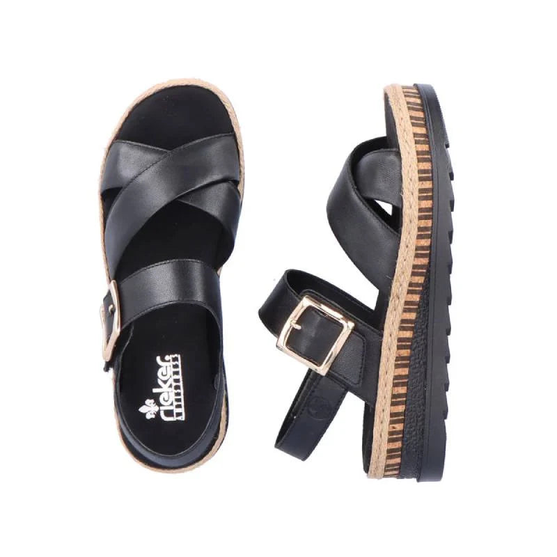 Rieker V7951 black womens comfort sandal