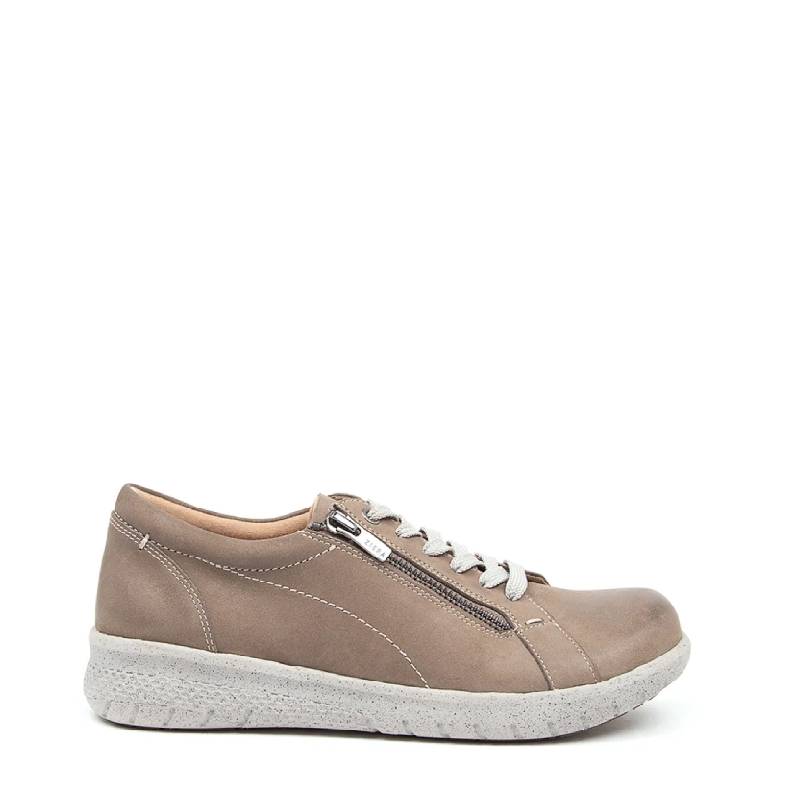 Ziera solar taupe lace up with side zip