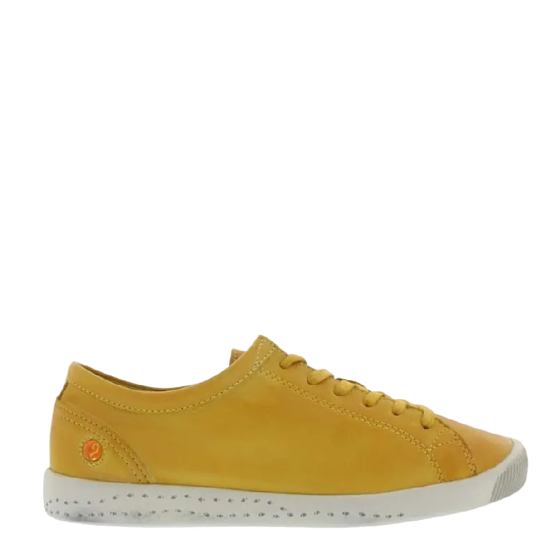 Softino isla washed yellow womens lace up