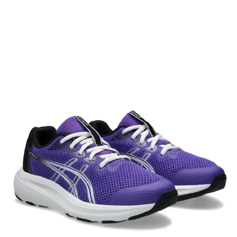 asics contend 10 gs purple kids lace up running shoe
