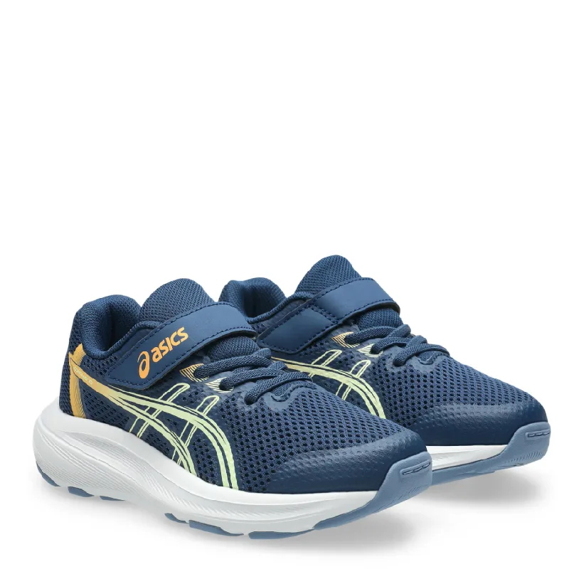 asics contend 10 ps blue velco kids runner