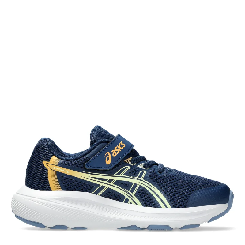 asics contend 10 ps blue velco kids runner