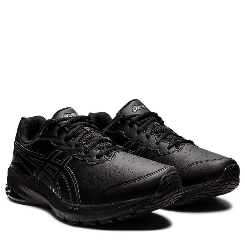 asics gt-1000le 2 womens black leather lace up sneaker