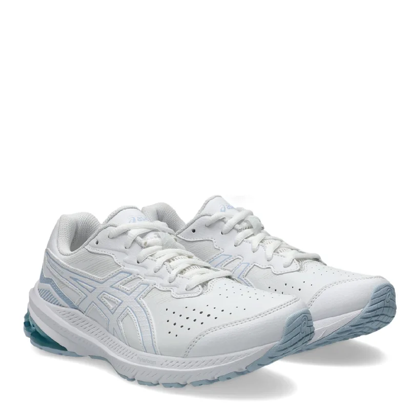 asics gt-1000le 2 womens white lace up leather runner