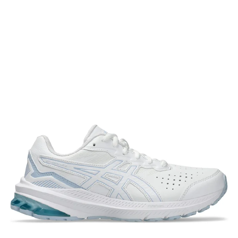 asics gt-1000le 2 womens white lace up leather runner