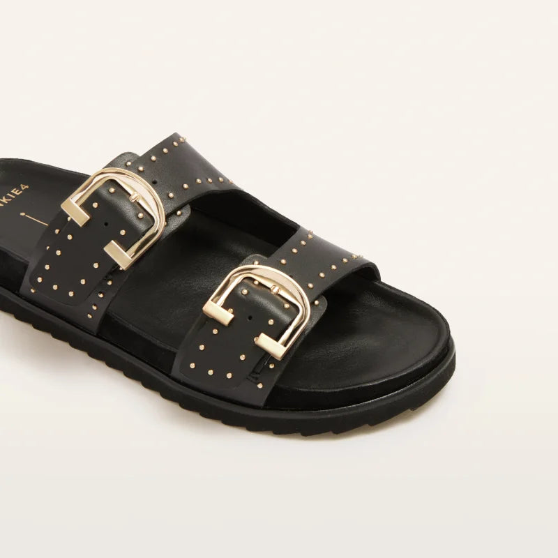 frankie 4 deon black womens adjustable slide with arch support