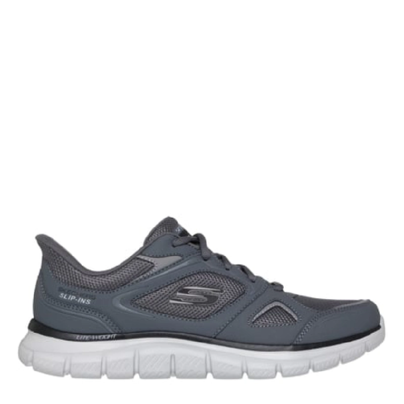 skechers track ezral grey mens lace up sneaker