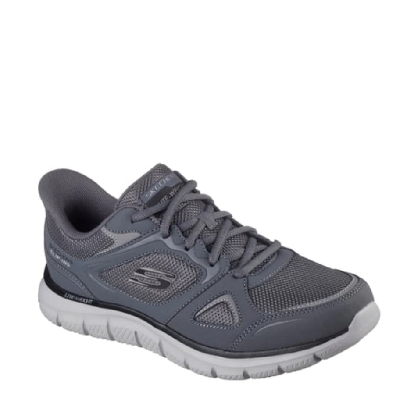 skechers track ezral grey mens lace up sneaker