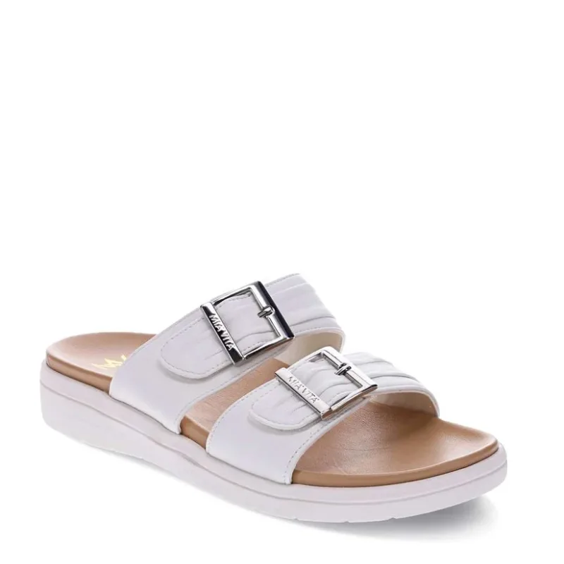 mia vita bowie white womens leather slide