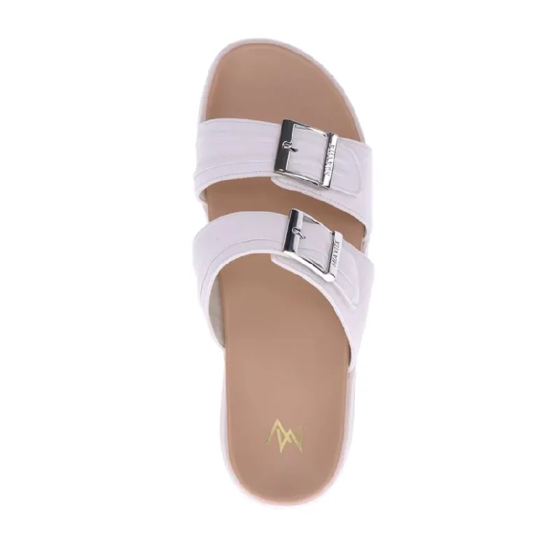mia vita bowie white womens leather slide