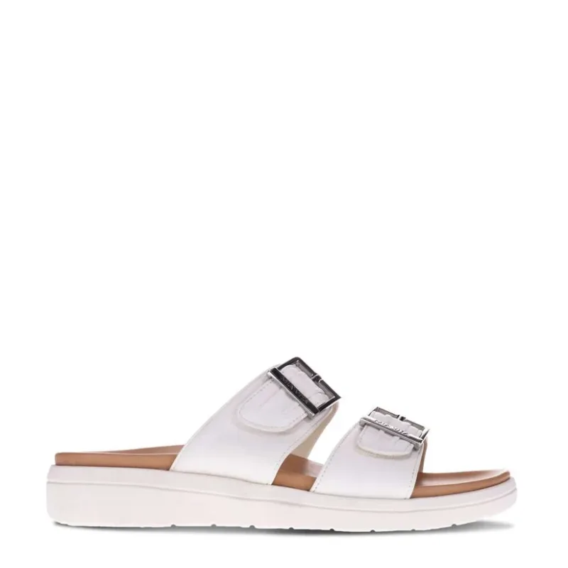 mia vita bowie white womens leather slide