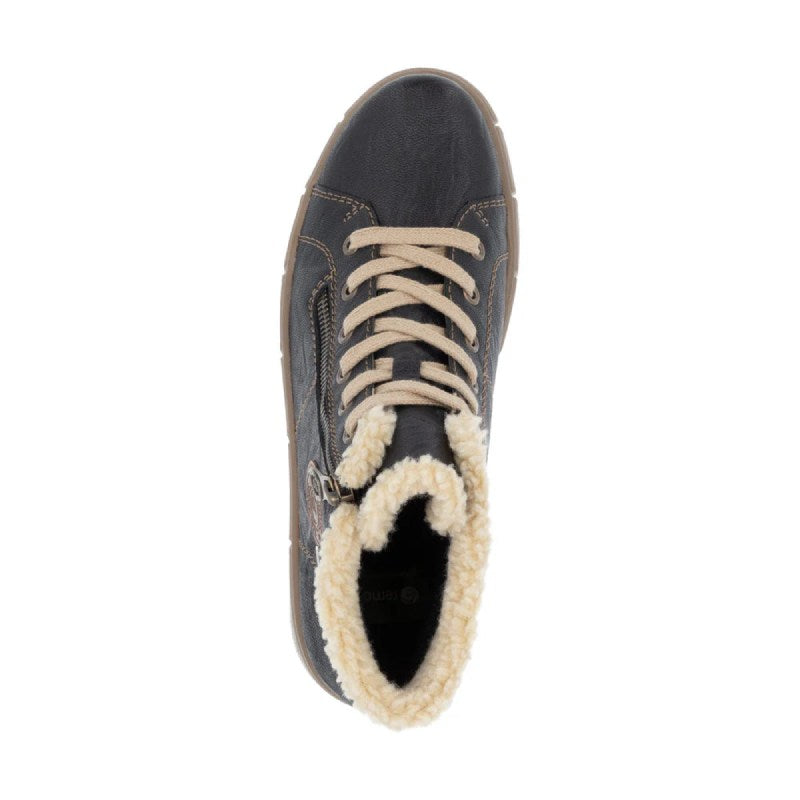 Rieker D1t72 Black womens fur lined lace up boot