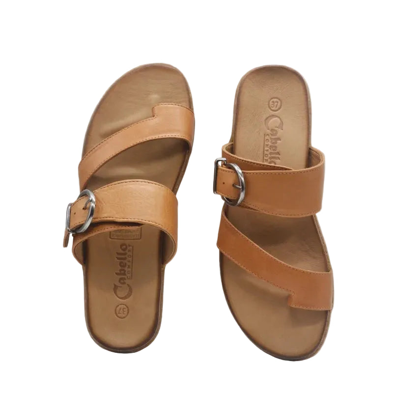 Cabello Archy Tan womens leather scuff