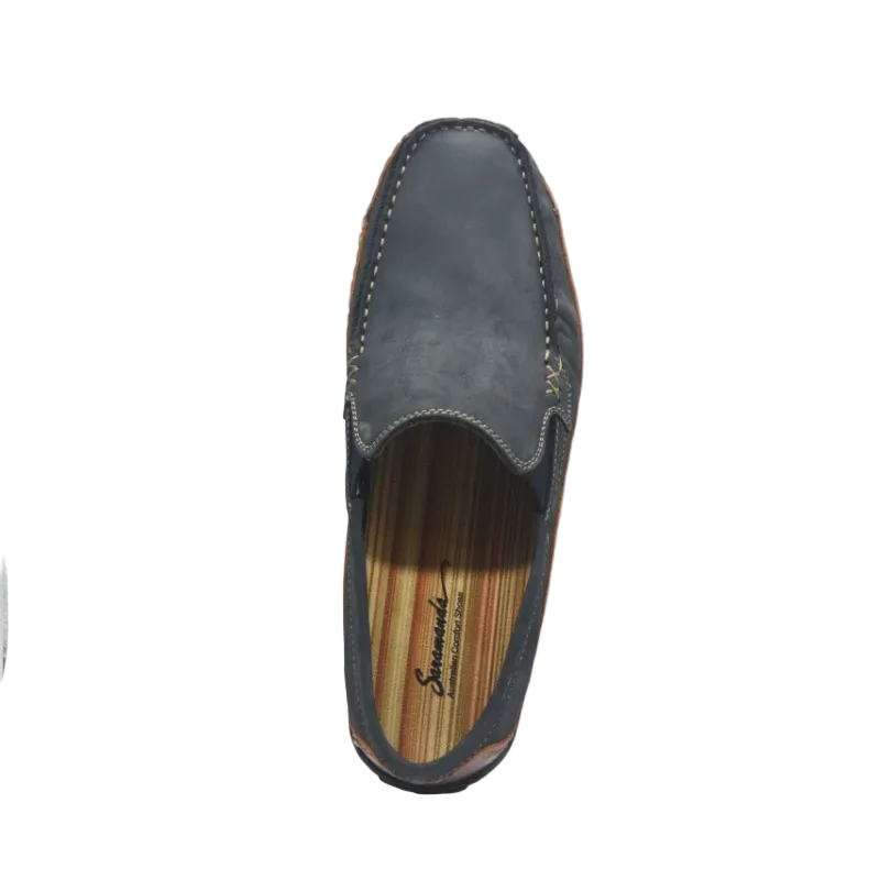 saramanda portland navy mens leather slipon