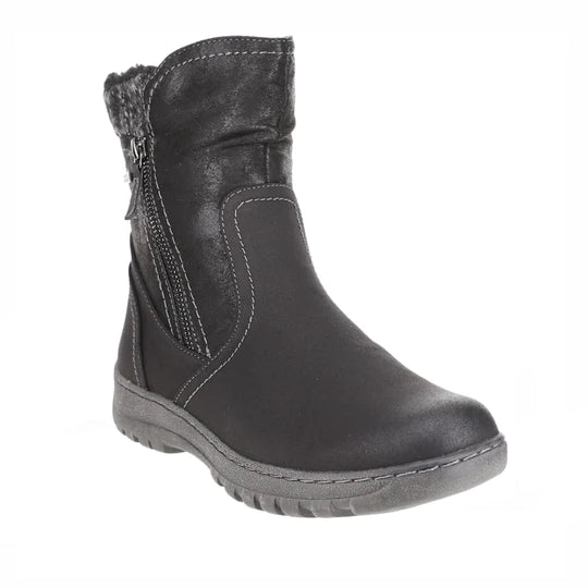 GLENDA BY CC RESORTS ARE THE ULTIMATE WINTER BOOT Material: Water Resistant Faux Leather Heel Height (CM): 3 AROUND Round toe Faux fur inner  Twin Zip Comfort Fit (C-Fit)