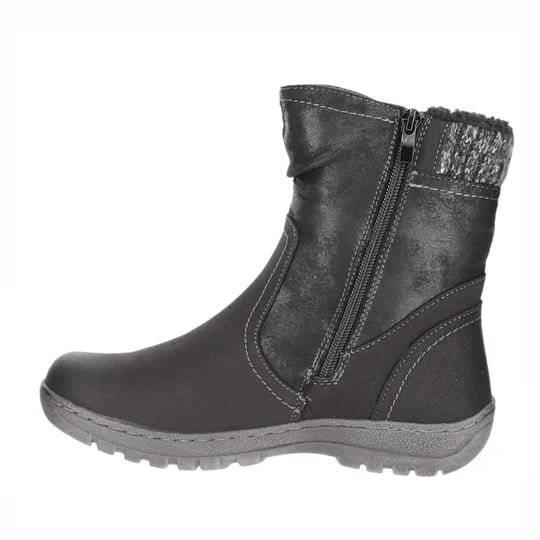 GLENDA BY CC RESORTS ARE THE ULTIMATE WINTER BOOT Material: Water Resistant Faux Leather Heel Height (CM): 3 AROUND Round toe Faux fur inner  Twin Zip Comfort Fit (C-Fit)