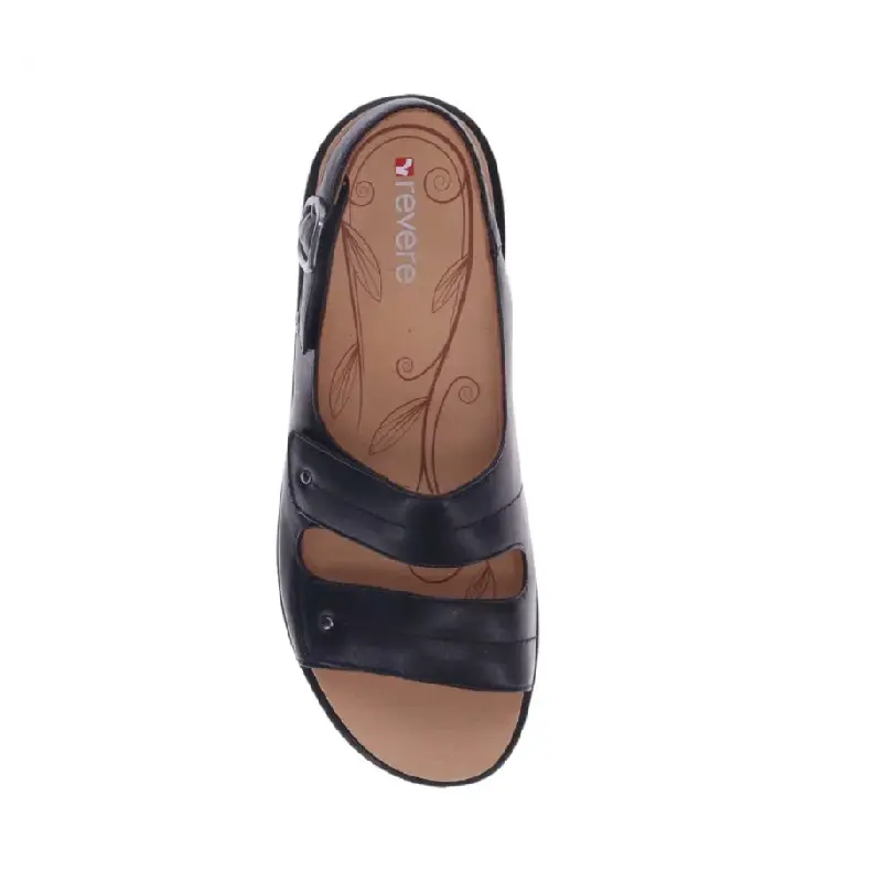 revere manilla black womens adjustable sandal