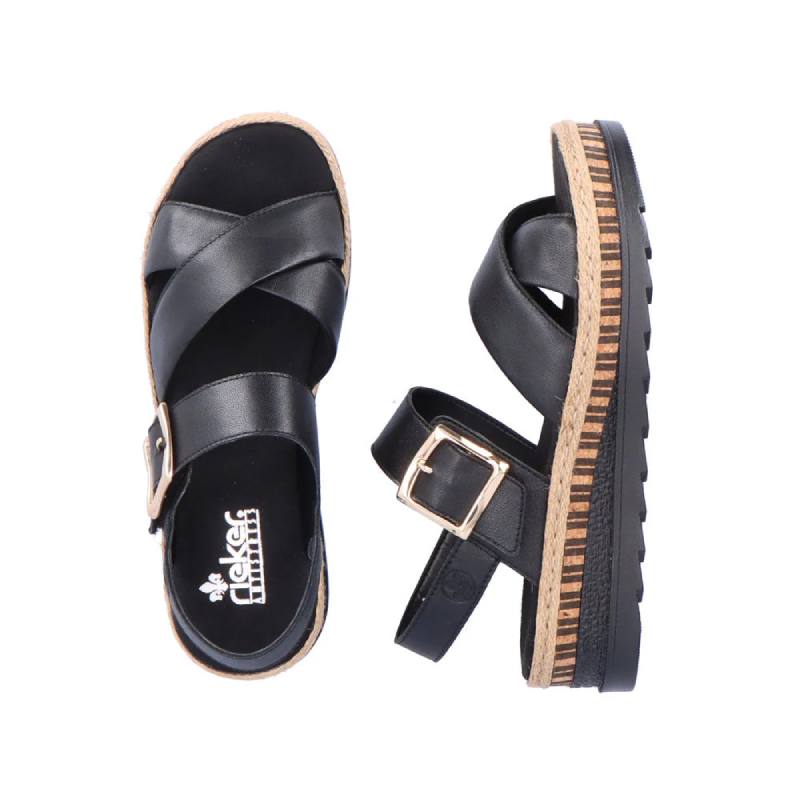 Rieker V7951 Black Sandal