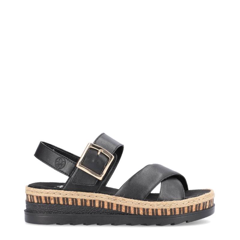 Rieker V7951 Black Sandal