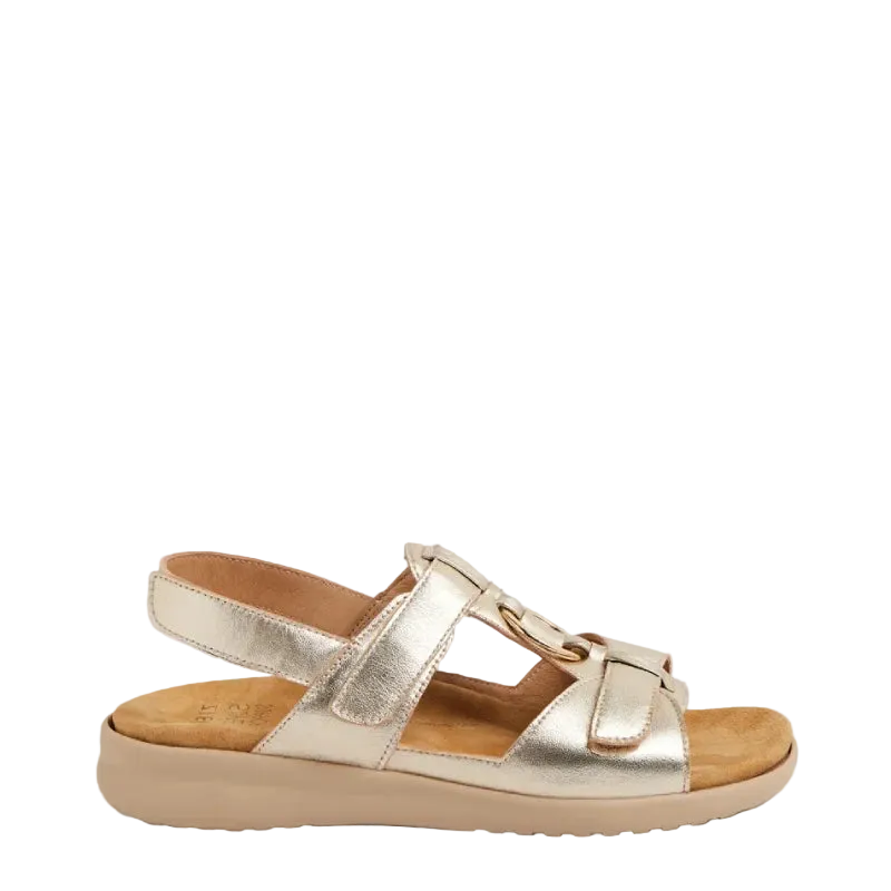 ziera brisa pale gold womens adjustable sandal