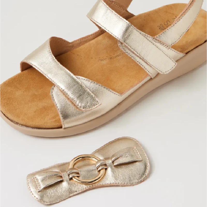 ziera brisa pale gold womens adjustable sandal