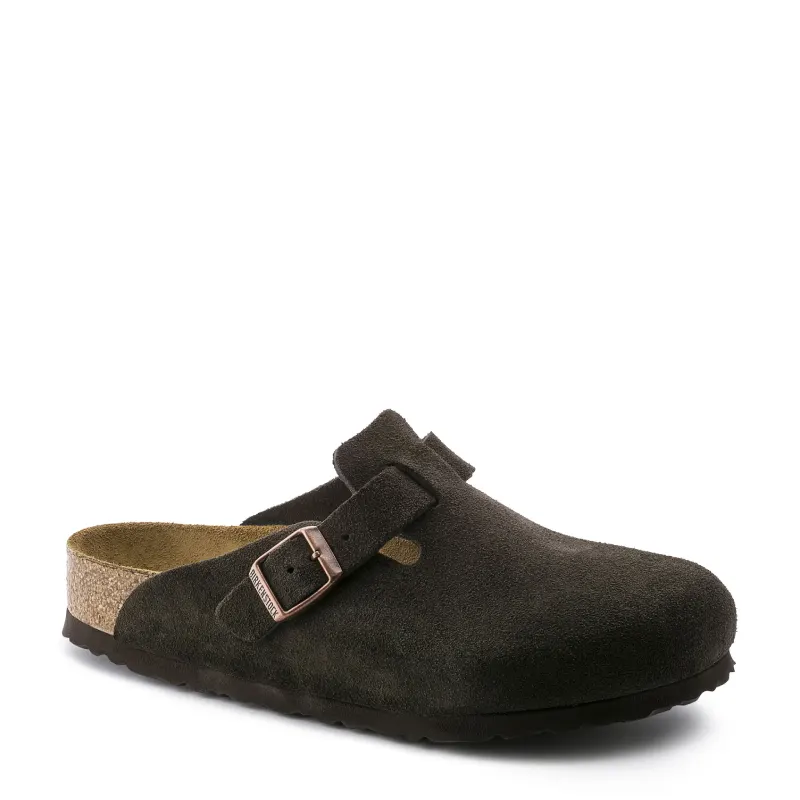 Birkenstock boston mocca suede slides