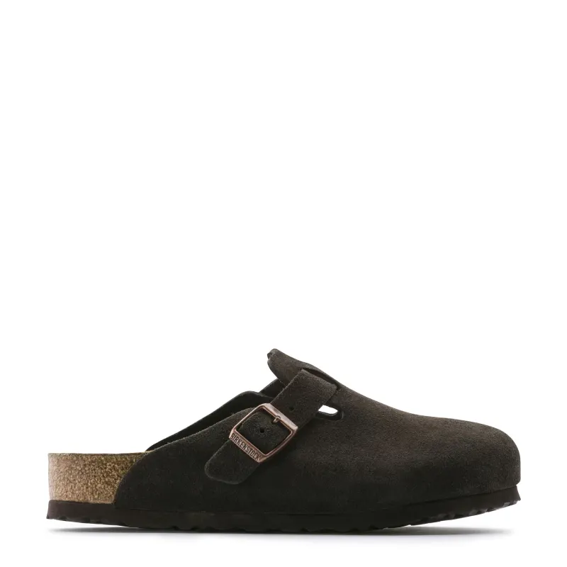 Birkenstock boston mocca suede slides