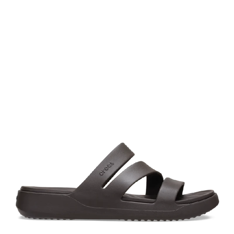 crocs getaway strappy dark brown womens slide