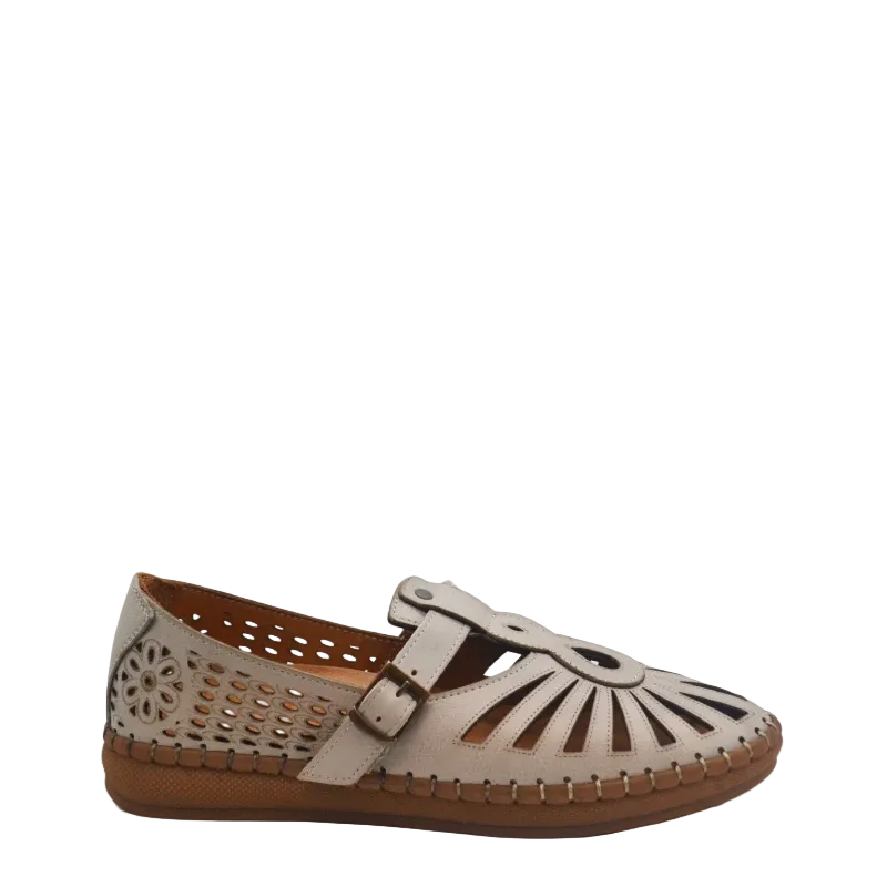 Sala Remy silver grey womens leather sandal