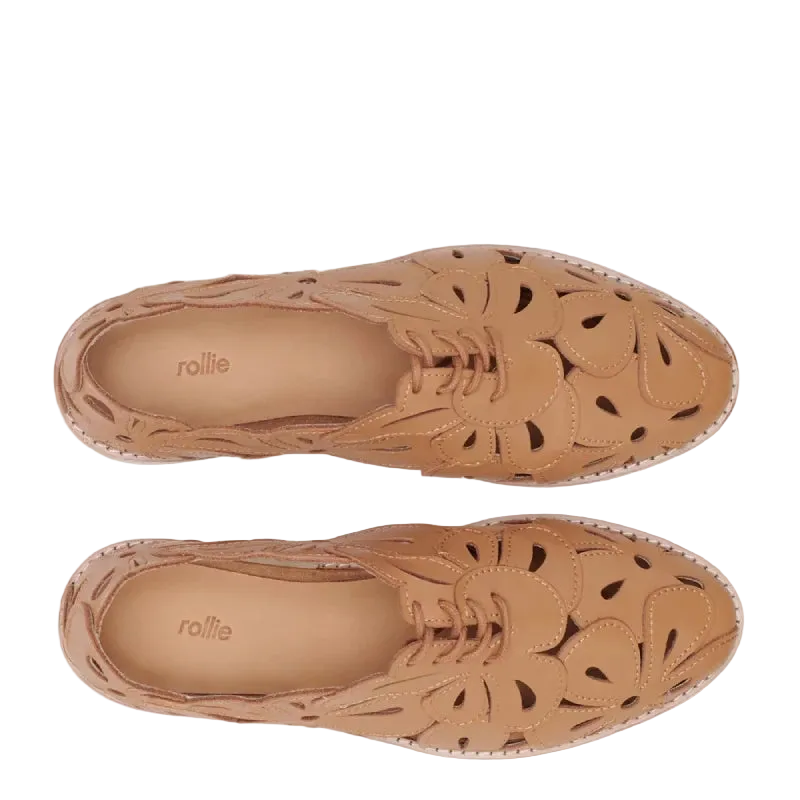 rollie sidecut applique tan womens laceup