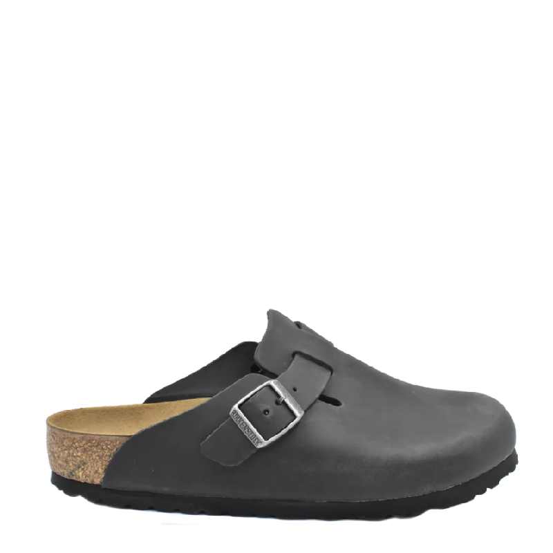 Birkenstock Boston Oiled Black Leather